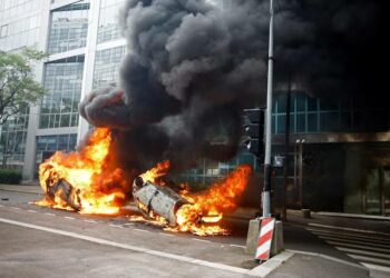 Pictures from the protest site in France, (Image: The Independent)