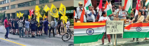 A small group of Khalistan supporters held a ‘protest’ rally outside the Indian consulate in Toronto, Canada, on July 9, 2023 and The Indian diaspora turned the ‘protest’ into a damp squib as they came in larger number, waved the Tricolour and raised slogans like "Bharat Mata ki jai", "Vande Mataram" and "Long Live India"