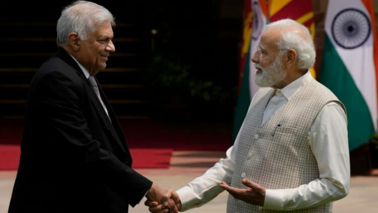 Left: President Wickremesinghe (Sri Lanka), Right: PM Narendra Modi (India)