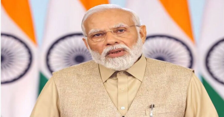 Prime Minister Narendra Modi speaking in a video message to the G20 Energy Ministerial Meeting in Goa