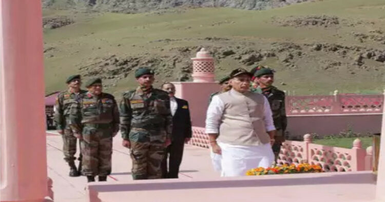 Defence Minister Rajnath Singh, paid homage to the fallen soldiers in the 1999 Kargil War