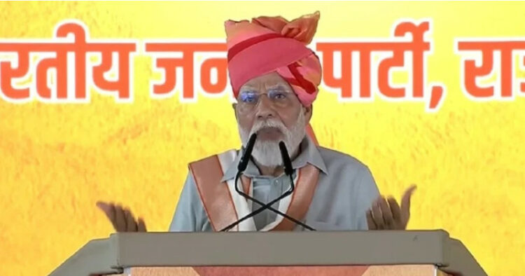 Prime Minister Narendra Modi, addressing a public rally in Sikar Rajasthan