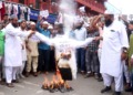 Islamists burn effigy of Minority Affairs Minister Smriti Irani outside Jama Masjid in Ludhiana on July 28, (Image: Organiser)