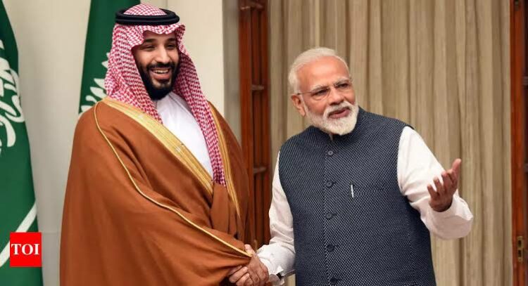PM Modi with Saudi Crown Prince Mohammed bin Salman, (Image: Times of India)