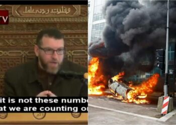 cleric Sheikh Abu Taqi Al-Din Al-Dari and visuals from France riots, (Image: Twitter)