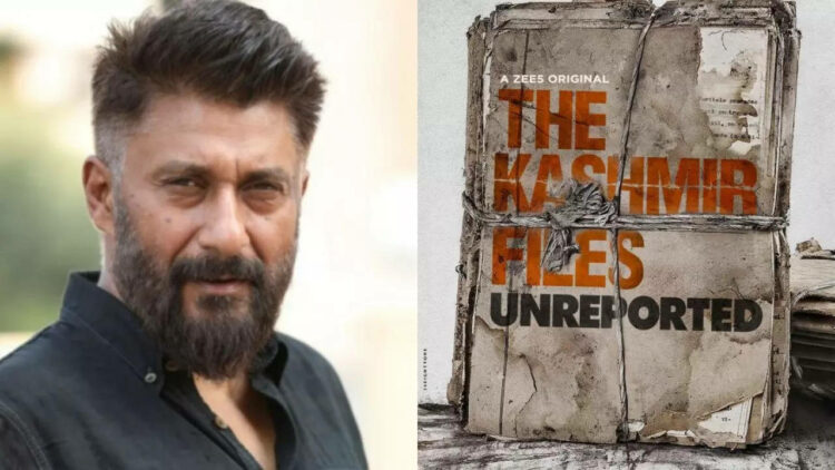 The director of the film, Vivek Agnihotri (left) and the poster of the upcoming, 'Kashmir Files Unreported' (right) (Image: Times of India)