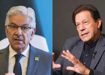 Pakistan Defence Minister Khawaja Asif (Left) and former Prime Minister Imran Khan