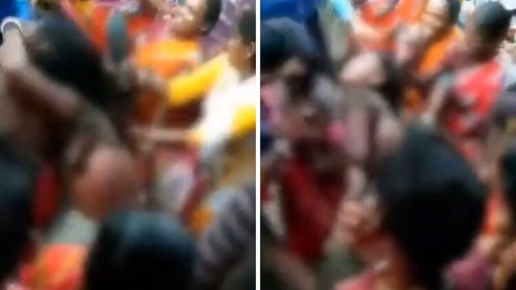 Screenshot taken from the viral video showing tribal women being stripped (Image: FPJ)