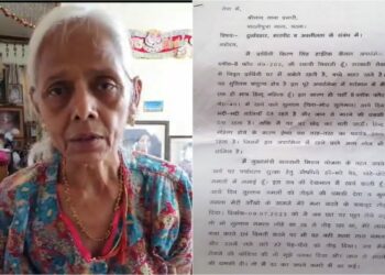 The elderly woman (left) and the complaint letter (right) (Image: Twitter)