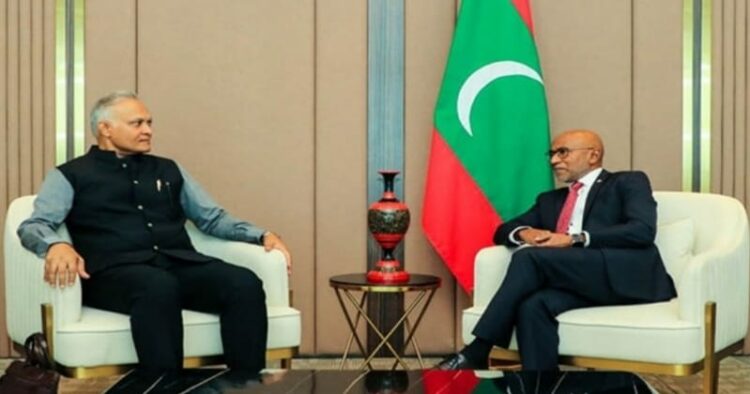 Ministry of External Affairs (West) Sanjay Verma and Maldives Foreign Secretary MV Ahmed Latheef