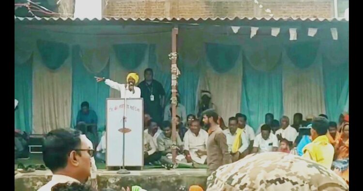 ( Sarju Tekam addressing a gathering in Manpur, Image source : twitter)