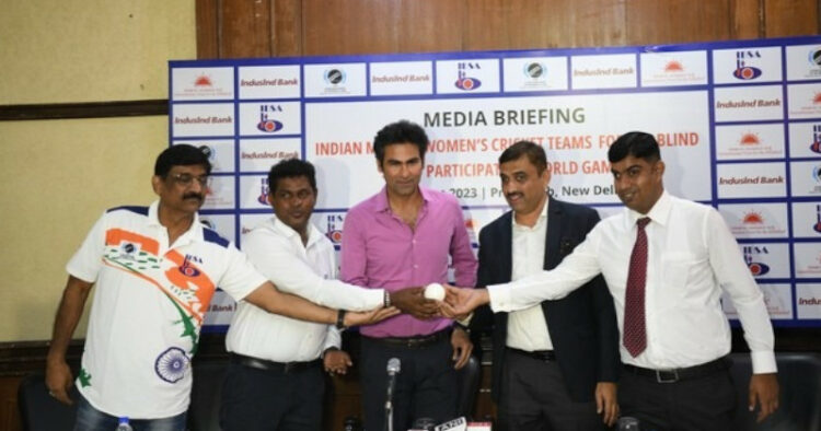 Cricket Association for the Blind in India (CABI) team with Former Indian cricketer Mohammad Kaif in Press Conference