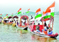 A Tiranga shikhara rally was organised at the Dal Lake as part of the Azadi Ka Amrit Mahotsav