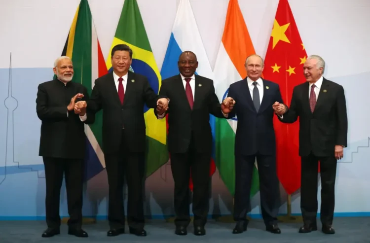 From Left to Right: PM Narendra Modi (India), President Xi Jinping (China), President Cyril Ramaphosa (Soiuth Africa), President Vladimir Putin (Russia) and President Lula Da Silva (Brazil)