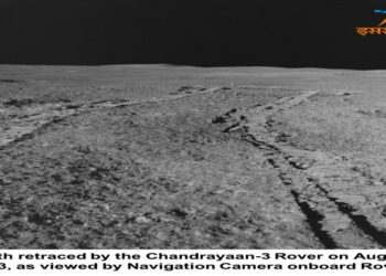 The path retraced by the Chandryaan-3 Rover on August 27, 2023, as viewed by navigation camera onboard  rover