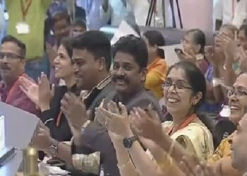 Scientists at ISRO celebrate success of Chandryaan Mission