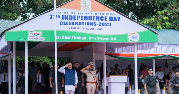 Manipur CM N Biren Singh at 77th Independence Day celebrations in Manipur