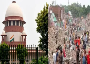 Supreme Court of India (Left), Demolition drive in Mathura (Right)