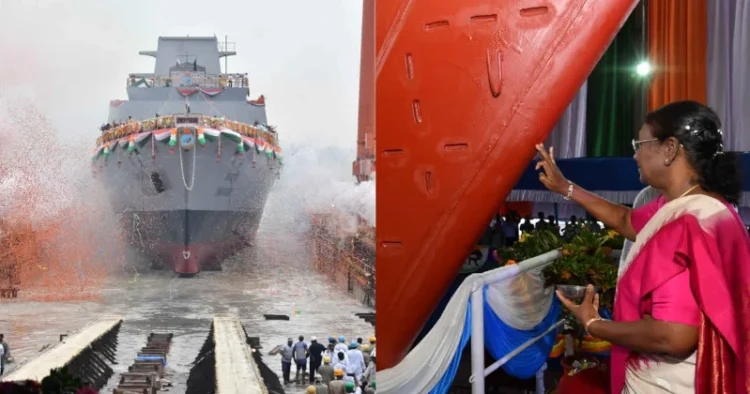 President Droupadi Murmu lanches, India’s newest warship ‘INS Vindhyagiri’