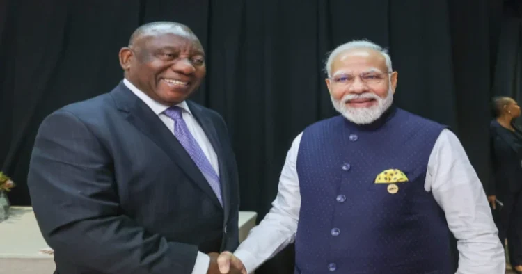 South African President Cyril Ramaphosa (Left), Prime Minister Narendra Modi (Right)