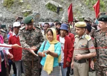 Indian Army with BRO and Deputy inaugurating Bailey bridge in Chaglohagam circle in Ajaw district, Arunachal Pradesh