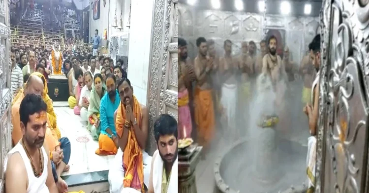 Devotees gather Mahakaleshwar Temple on last ‘Shravan Somvar’ in Ujjain, Madhya Pradesh