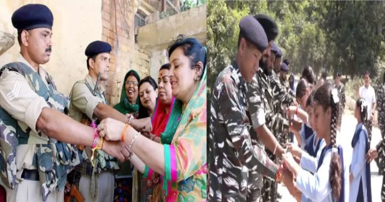 Indian Army Jawans celebrating Rakhi with the people