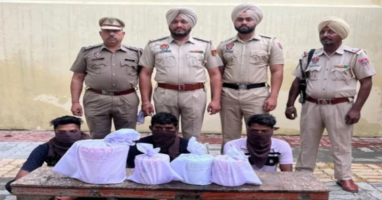 Punjab Police with 3 drug traffickers arrested along with 12 kg Heroin