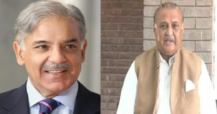 Pakistan PM Shehbaz Sharif (Right), Opposition leader Raja Riaz (Left)