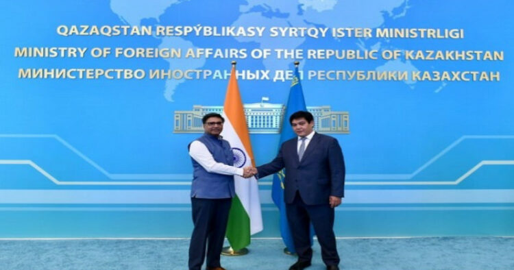 Indian delegation Deputy National Security Advisor Vikram Misri (Left), Kazakhstan Delegation Deputy Secretary of the Security Council Nurzhan Kajiakbarov (Right)