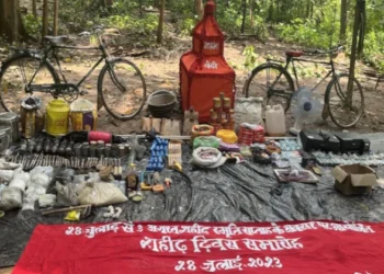 Banners, explosives and other materials seized from the spot, Courtesy: Twitter