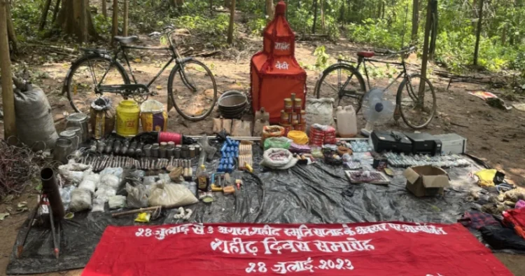 Banners, explosives and other materials seized from the spot, Courtesy: Twitter