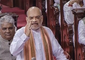 Union home minister Amit Shah replies on the National Capital Territory of Delhi (Amendment) Bill, 2023 in the Rajya Sabha during the Monsoon session of Parliament, August 7 (Twitter)