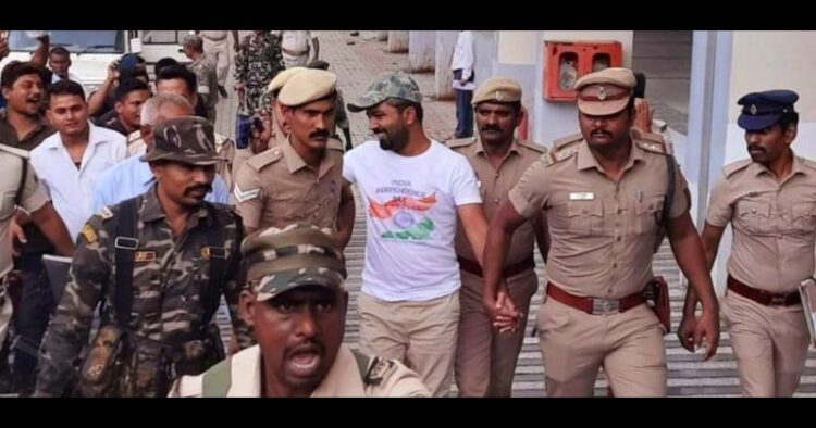 You Tuber Manish Kashyap with the police