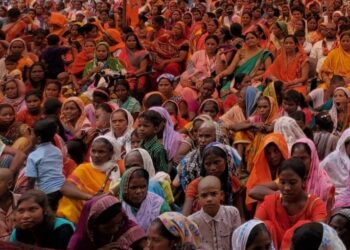 Villagers gathered in the Ghar Wapsi ceremony