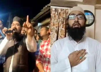 Maulana Shadab Khan before the FIR (L) and after the FIR (R) (Twitter)