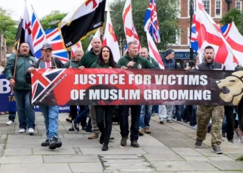 Picture from a protest against active grooming gangs in United Kingdom (Quilliam International)