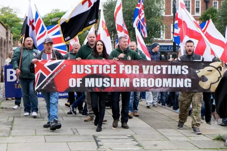 Picture from a protest against active grooming gangs in United Kingdom (Quilliam International)
