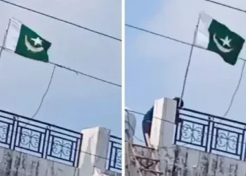 Pakistan flag was placed on the house of Raees in UP's Moradabad