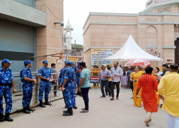 Paramilitary personnel stand guard at Gyanvapi Mosque