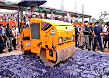 Assam Chief Minister Himanta Biswa Sarma drove a bulldozer over several hundreds of packets of seized drugs as part of the Government's campaign to curb the use of narcotics and drugs