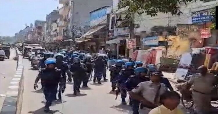 Security Forces conduct flag march in northeast Delhi