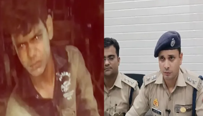 Murder accused Shahbaz who was killed in police encounter and the police briefing the press about encounter (OpIndia Hindi)