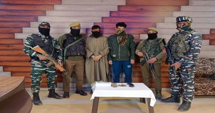 Visual of Jammu and Kashmir police with the LeT terrorists