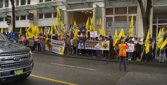 Khalistani Protestors Outside Indian Consulate in Vancouver, Canada