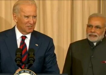 Left: US President Joe Biden, Right: PM Narendra Modi (India)