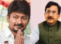 M K Stalin's son Udhayanidhi Stalin (L) Senior Vishwa Hindu Parishad leader, Vijay Shankar Tiwari (R)