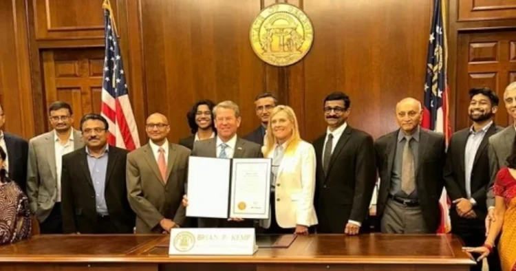 Georgia Governor Brian Kemp with members of Coalition of Hindus of North America (CoHNA)