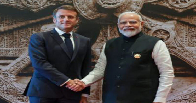 Prime Minister Narendra Modi meets French President Emmanuel Macron