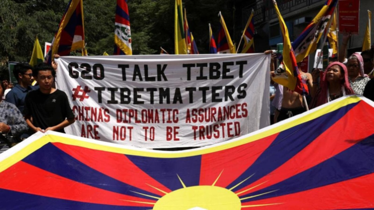 Tibetan Community leaders protesting in New Delhi (Majnu Ka Tila)